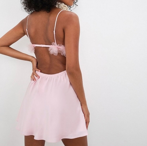 New!For Love And Lemons Pink Floral Trim Slip‎ Dress - Picture 3 of 16